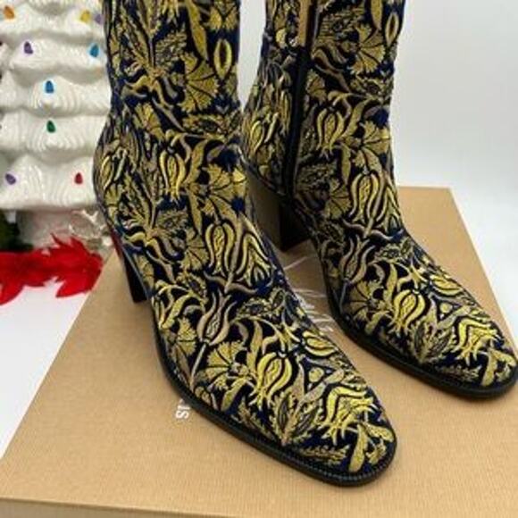 Christian Louboutin Mens LOUBI mystery OMERIC velvet with gold embroidery 42 - Picture 13 of 13